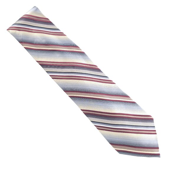 Platinum Designs Men Necktie 100% Silk Handmade Striped Gray Red 60x4 - NWOT - Picture 1 of 5